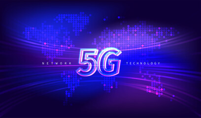5G network wireless internet Wi-fi connection. communication network concept. High speed, broadband telecommunication. vector design.
