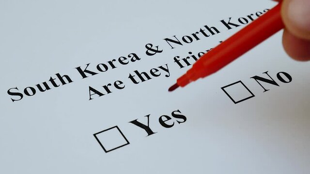 Talks deal between South Korea and North Korea. Concept of war or friendship. Discussion and diplomacy