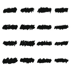 Set of Grunge Brush Strokes, Vector Ink Brush Strokes Set