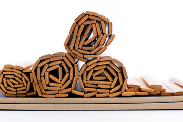 Rolled bamboo slips on a rice paper book