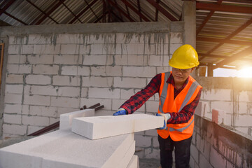 Construction mason worker bricklayer