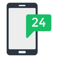 Creative design icon of 24hr chat