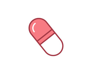 Pills flat icon. Thin line signs for design logo, visit card, etc. Single high-quality outline symbol for web design or mobile app. Medical outline pictogram.