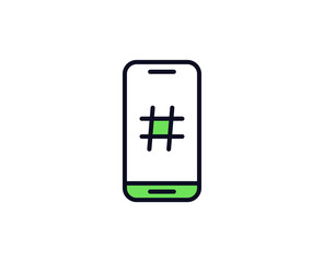 Obraz premium Hashtag flat icon. Thin line signs for design logo, visit card, etc. Single high-quality outline symbol for web design or mobile app. Sign outline pictogram.