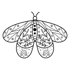 Boho Butterfly Design Element. Vector illustration.