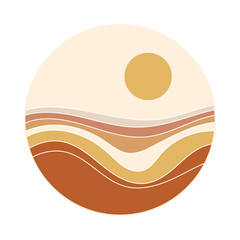 Contemporary abstract decor element with landscape. Vector illustration.