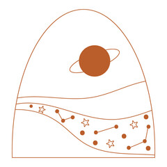 Abstract line art print with ocean landscapes. Contemporary wall art. Vector illustration.