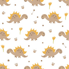 Dinosaur seamless pattern design. Vector illustration.