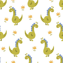 Dinosaur seamless pattern design. Vector illustration.