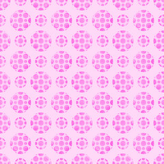 Circles and dots seamless watercolor symmetrical pattern. 