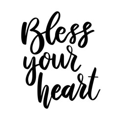 Fototapeta premium Bless your heart. Lettering phrase on white background. Design element for greeting card, t shirt, poster. Vector illustration
