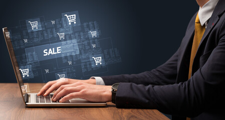 Businessman working on laptop concept