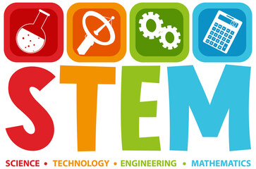 Colourful STEM education text icon © brgfx