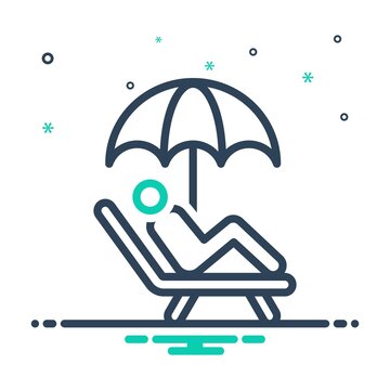 person relaxing under umbrella on beach clip art preview