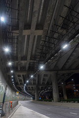 Empty tunnel in the dark. Transportation background