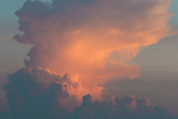 cloudscape at sunset with dramatic red clouds