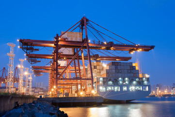 Cargo ship in port of Hong Kong