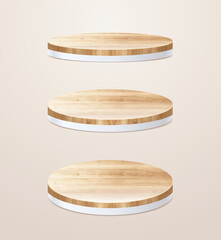 Abstract minimal scene with geometric vector wood podium, presentation mock up, show cosmetic product display stage pedestal design
