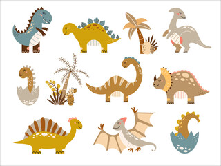 Dinosaurs vector set cartoon Cute baby dino illustration © DandelionFly