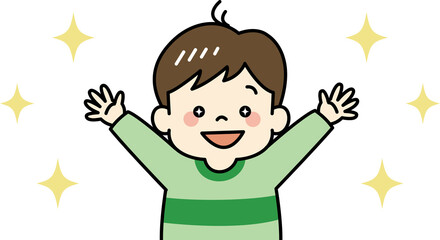 目をキラキラ輝かせる男の子のイラスト（上半身）
タイトル変更