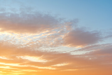 Naklejka na ściany i meble sunset sky with clouds. orange sky