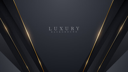 Luxury diagonal golden lines sparkle 3d style on black background, cover design modern concept, vector illustration.