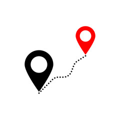 Fototapeta premium Route location, map pin vector icon
