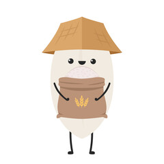 Rice character design. rice vector on white background. rice seed.
