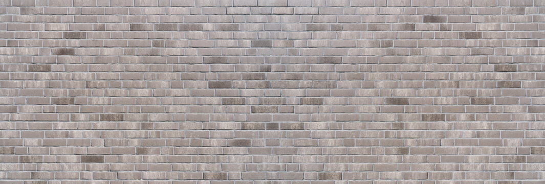 Panorama Backsteinmauer Hintergrund aus grauen Ziegelsteinen in verschiedenen Farbt&ouml;nen 