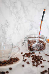 Coffee with coffee beans