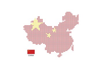 Fototapeta na wymiar China map design by color of China flag in circle shape, White background with China flag.