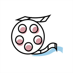 icon - film for showing films in cinemas on a pink-blue background