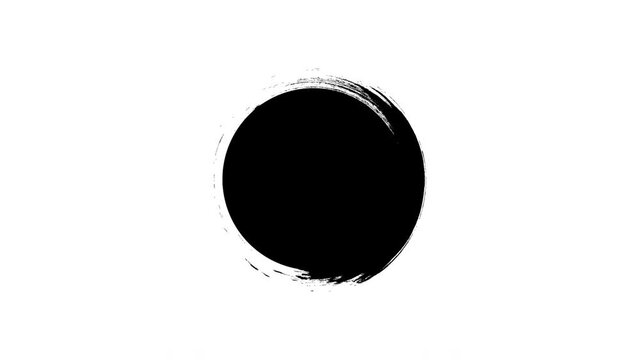 Brush draw circle in motion graphics animation. Motion black brush circle