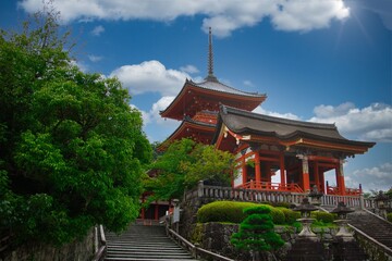 Fototapeta premium 清水寺の西門と三重塔