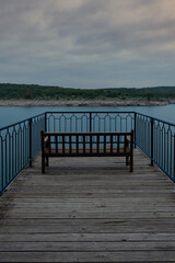 Fototapeta premium wooden bench on pier
