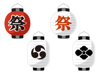 お祭りの提灯セット 夏の風物詩　アイコン　/イラスト素材