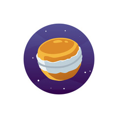 Cartoon Sweet planet biscuit cake with cream in space a vector illustration.
