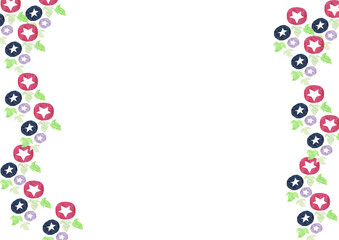 朝顔の和風フレーム　横長　和紙の切り絵