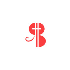 Monogram Initials RB logo design red on white background, infinity logo symbol template icons vector. violin cross logo