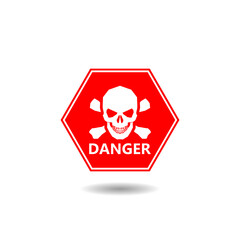 Danger symbol glyph icon with shadow