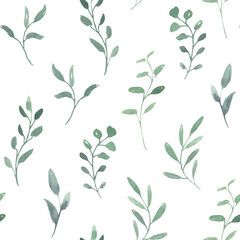 Watercolor pastel pink and blue floral seamless pattern clipart , Greenery digital paper, Flower clip art