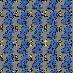 seamless pattern of cute monster cartoon background