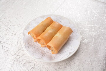 deep fried crispy spring roll with mixed vegetables asian vegan dim sum menu