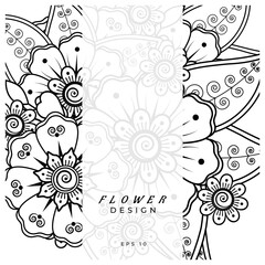 mehndi flower decorative ornament in ethnic oriental style. doodle ornament. outline hand draw.