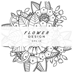 mehndi flower decorative ornament in ethnic oriental style. doodle ornament. outline hand draw.