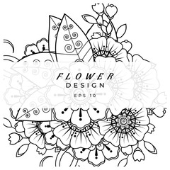 mehndi flower decorative ornament in ethnic oriental style. doodle ornament. outline hand draw.