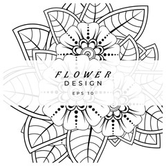 mehndi flower decorative ornament in ethnic oriental style. doodle ornament. outline hand draw.