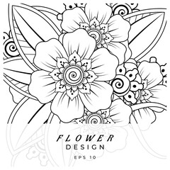 mehndi flower decorative ornament in ethnic oriental style. doodle ornament. outline hand draw.