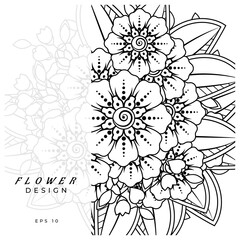 mehndi flower decorative ornament in ethnic oriental style. doodle ornament. outline hand draw.