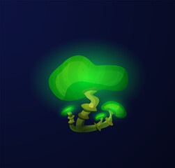 Poisonous magic fantasy mushroom toadstools, flat vector illustration isolated.